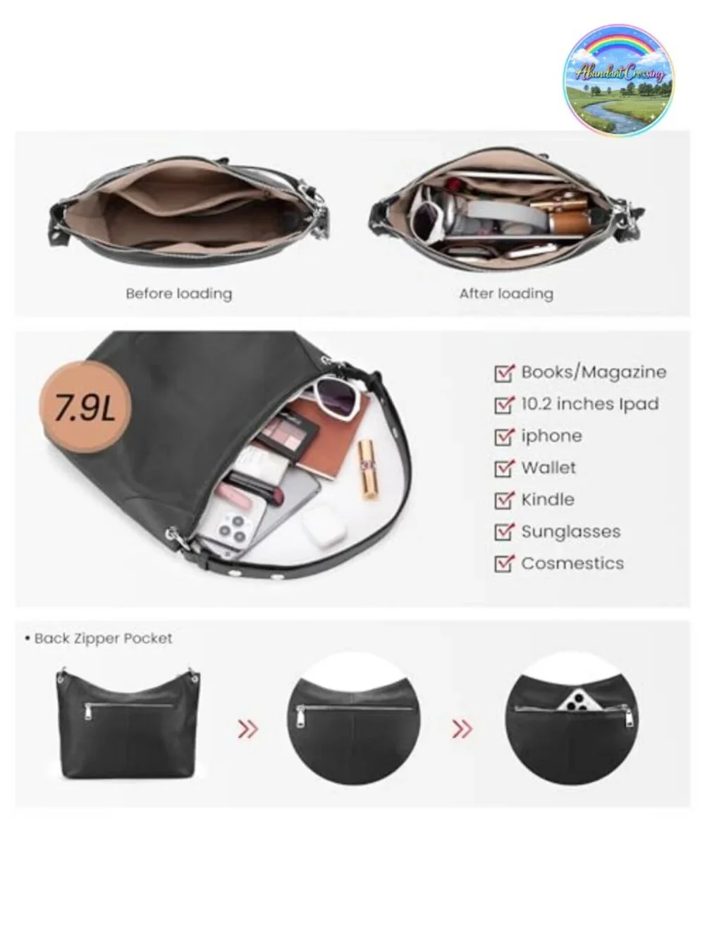 Genuine Leather Hobo Bag Crossbody Purse with Adjustable Strap